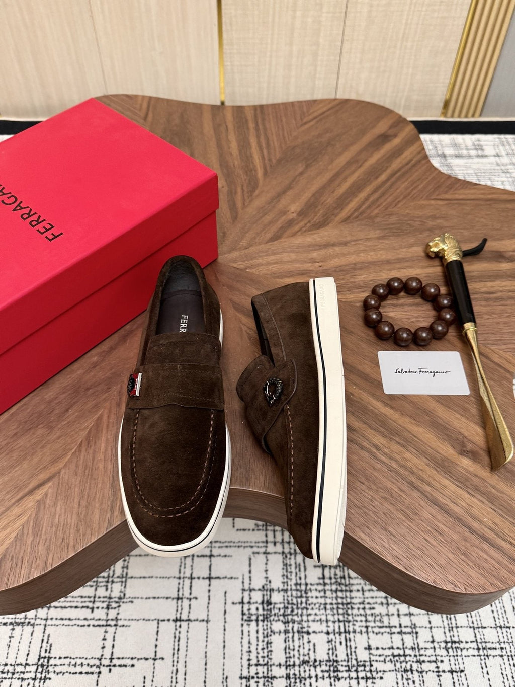 Salvatore Ferragamo Men's Strap-Detail Slip-On Shoes — front