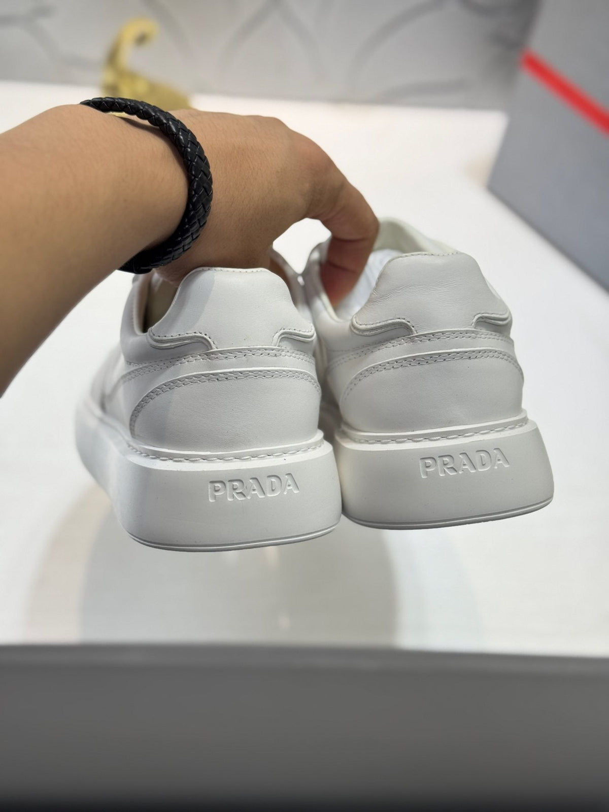 Prada Men's Paneled Lace-Up Sneakers — back