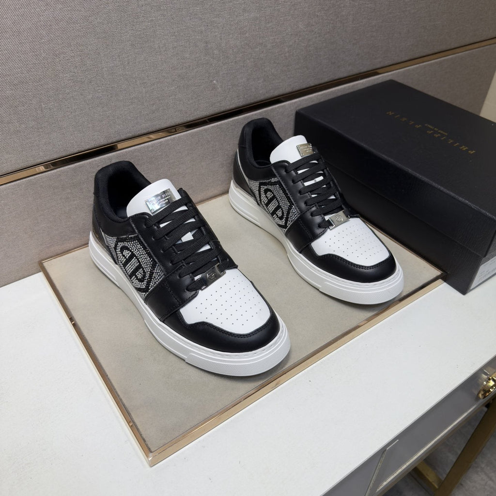 Philipp Plein Black and White Panel Sneakers — hero