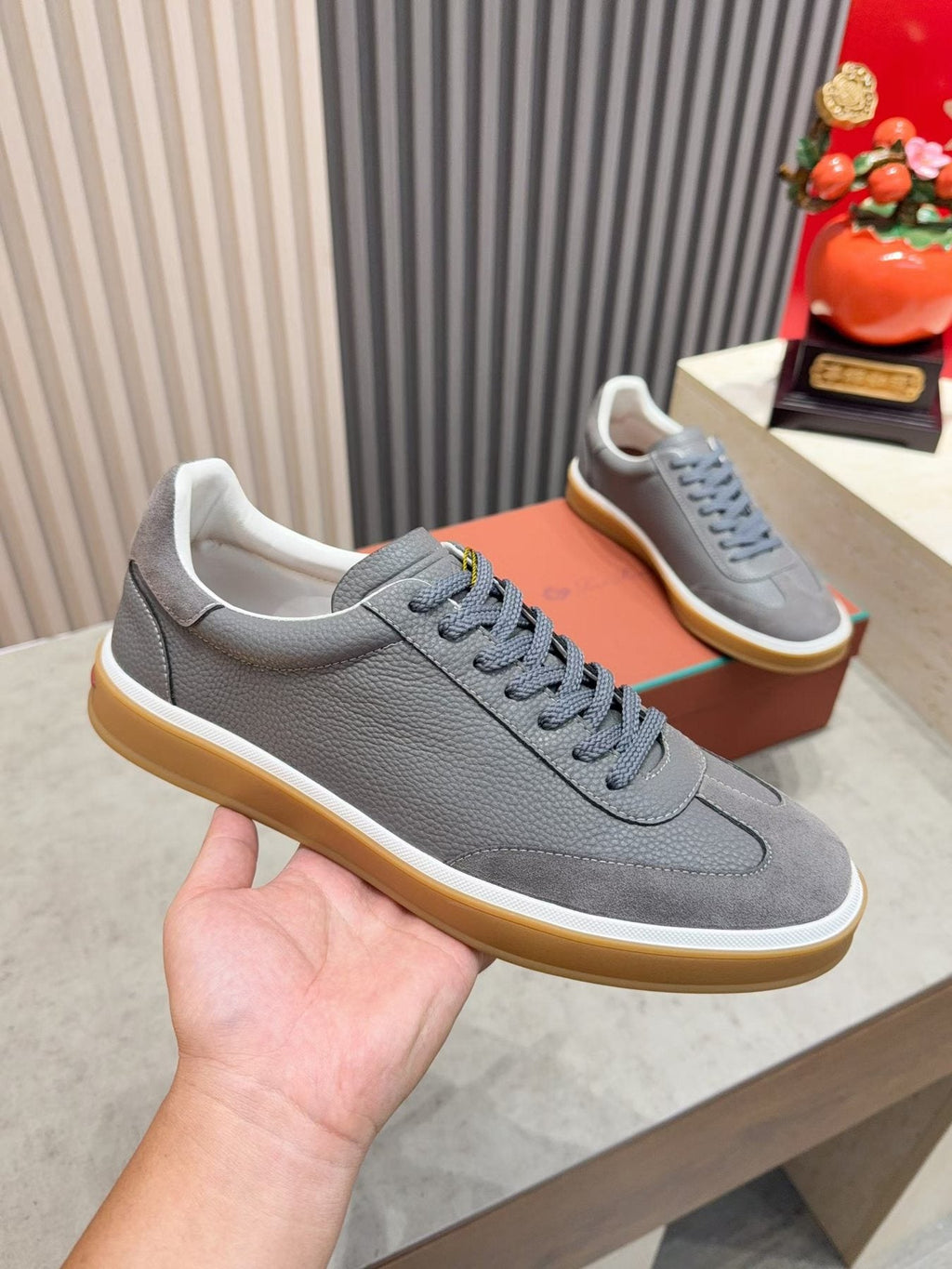 Paneled Low-Top Lace-Up Sneakers — model