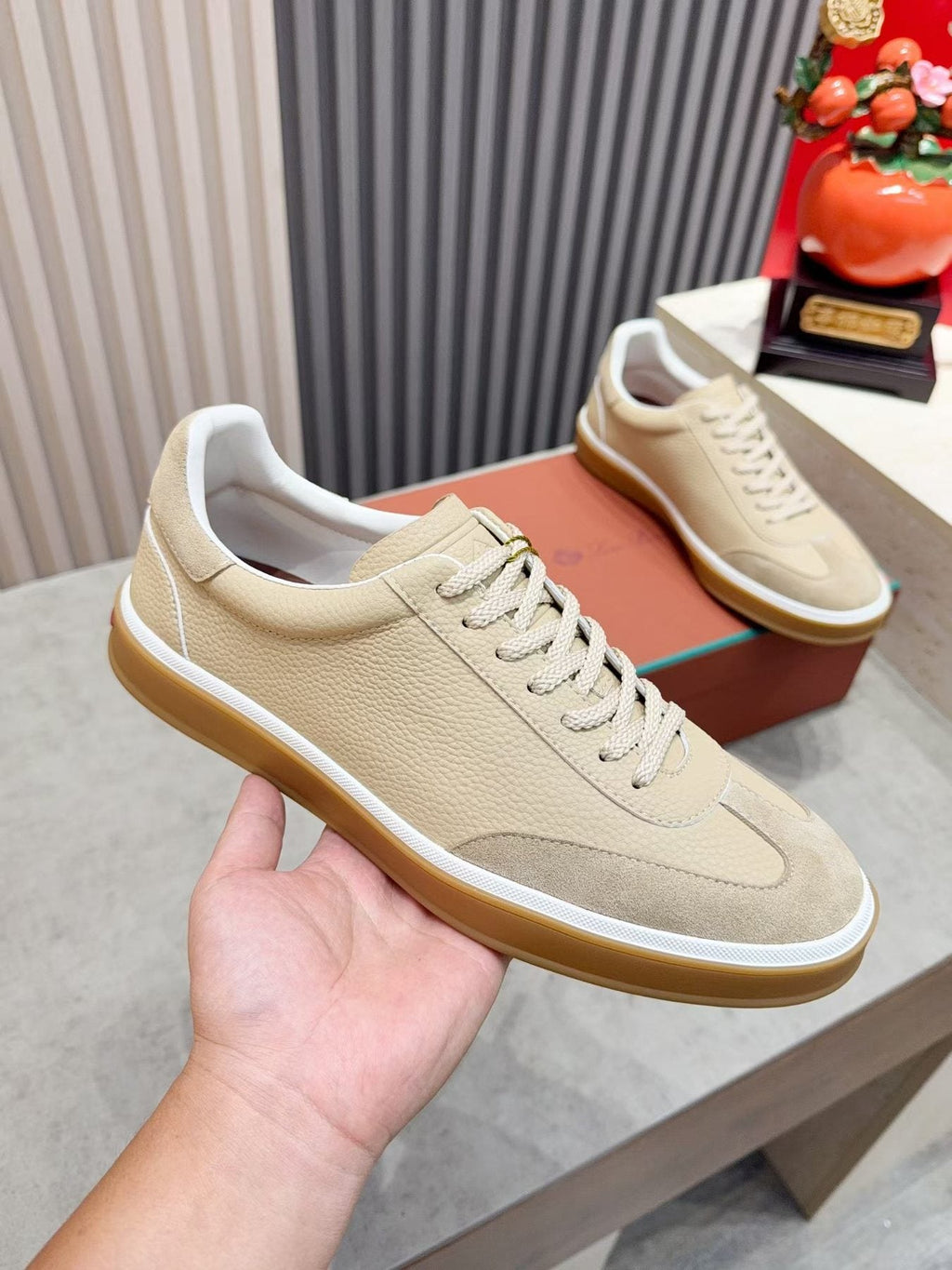 Paneled Low-Top Lace-Up Sneakers — model