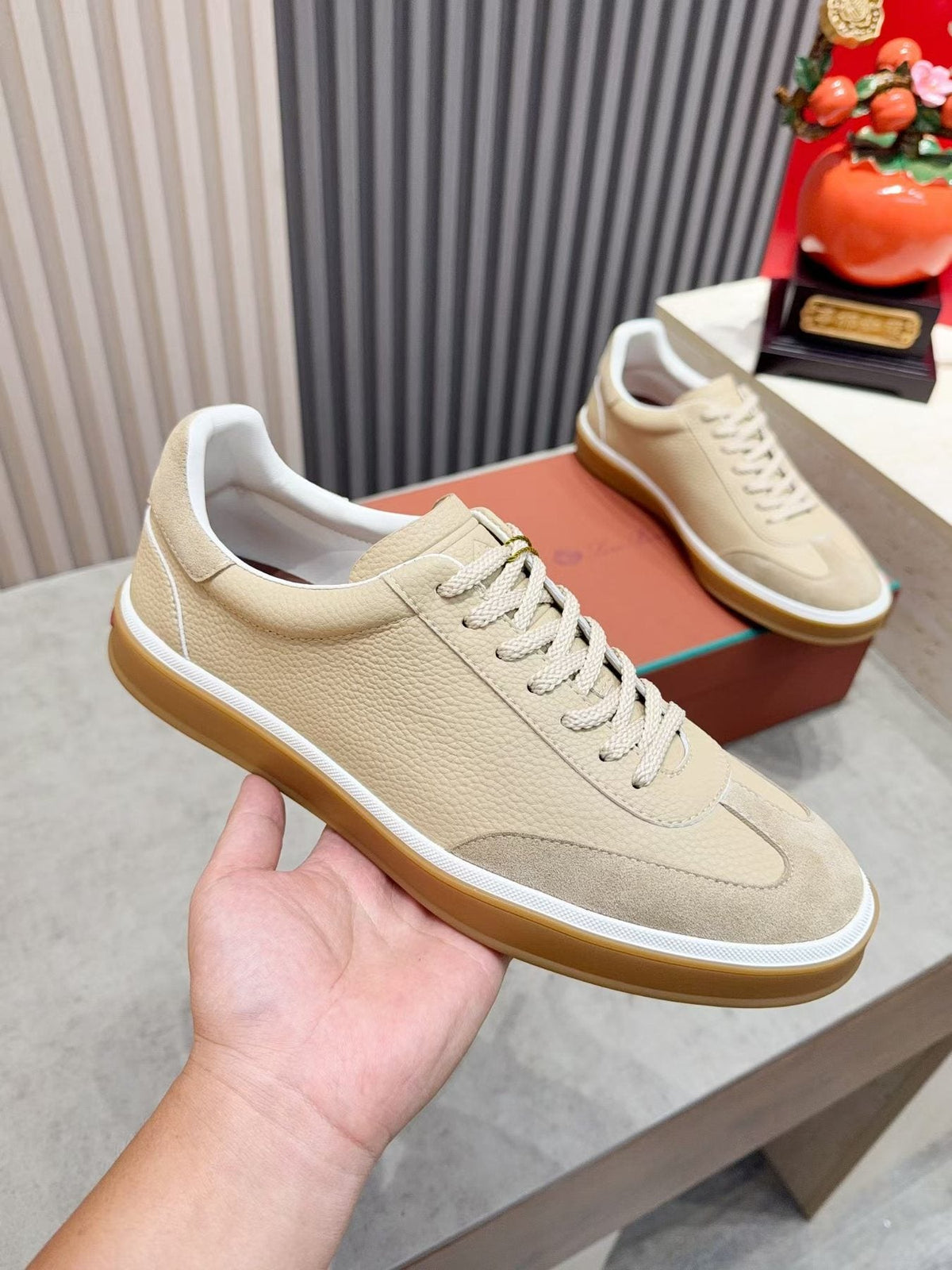 Paneled Low-Top Lace-Up Sneakers — model