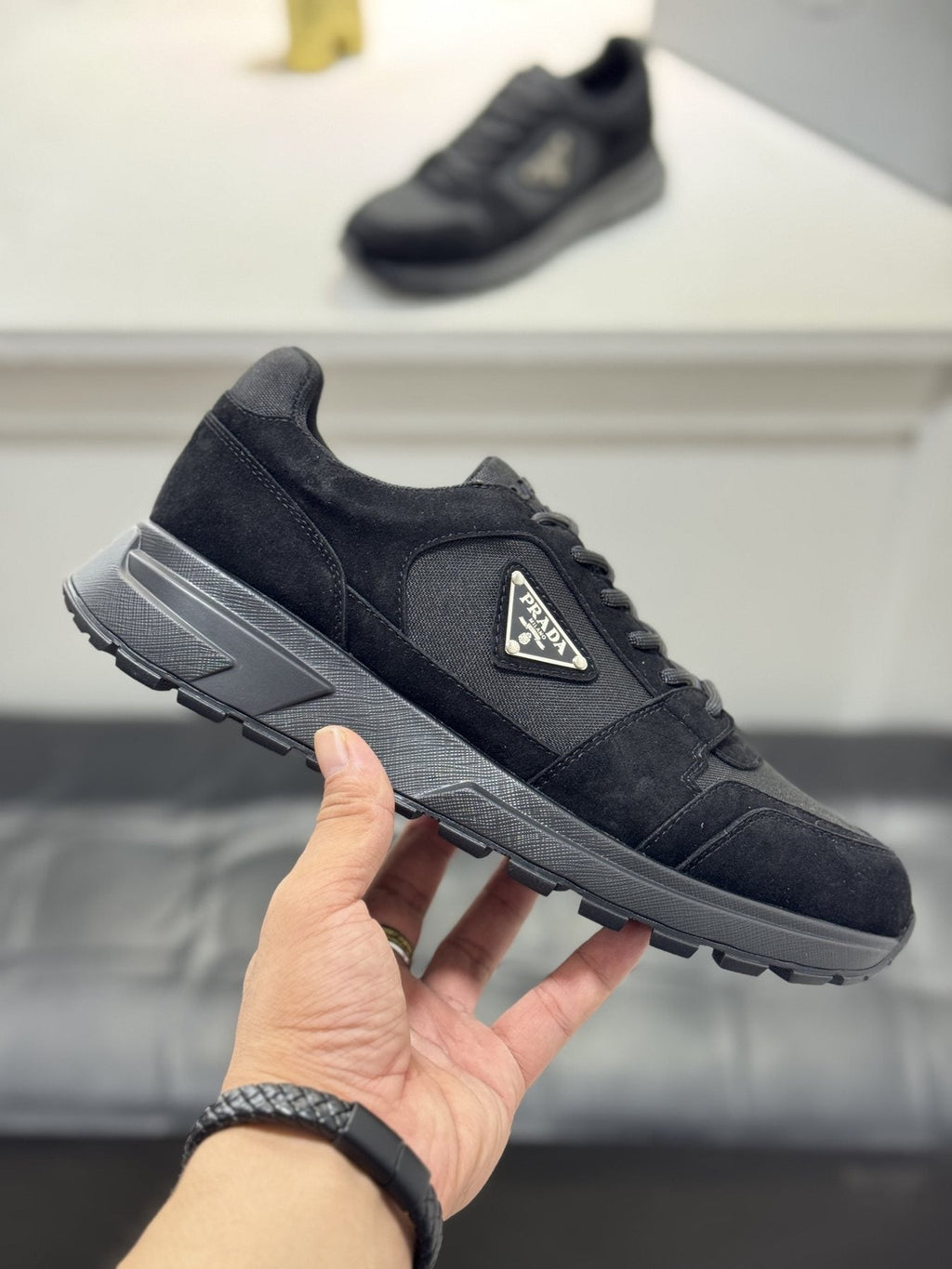 Prada Paneled Chunky-Sole Sneakers — side