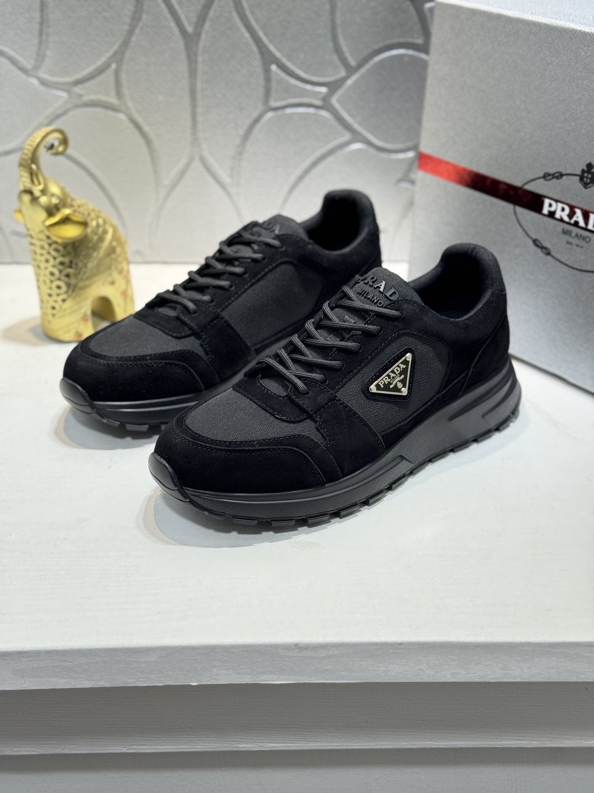 Prada Paneled Chunky-Sole Sneakers — front