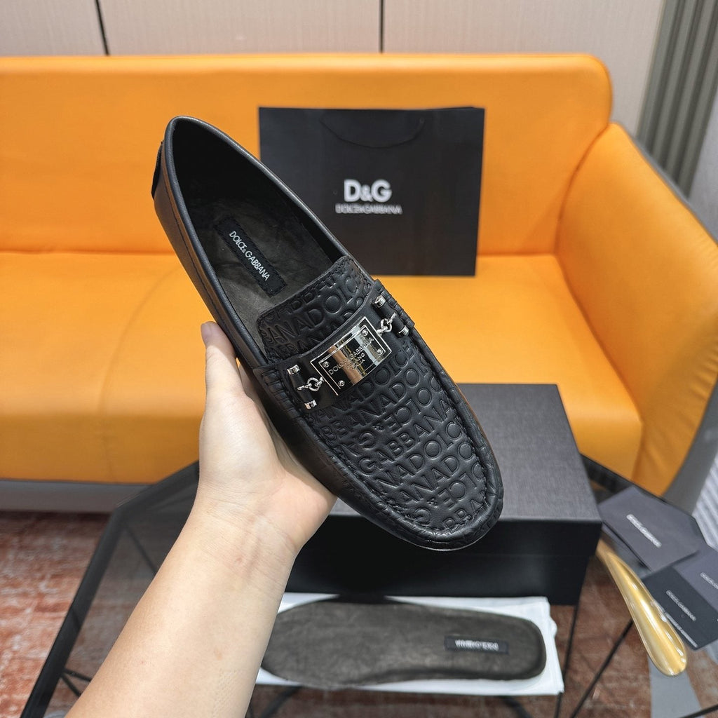 Dolce & Gabbana Embossed Leather Driving Loafers — front