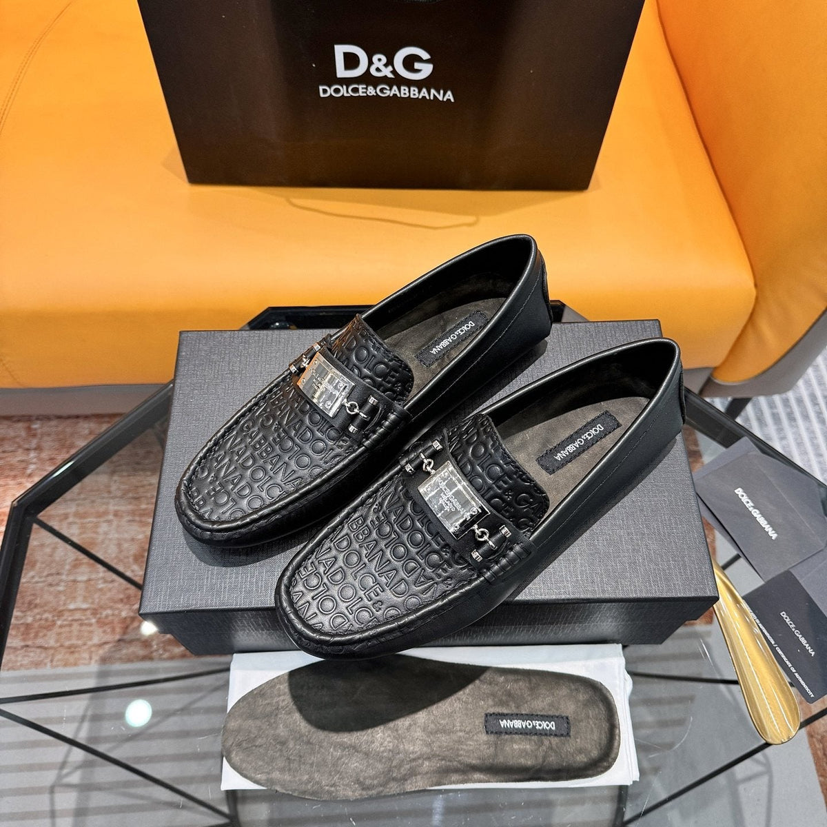 Dolce & Gabbana Embossed Leather Driving Loafers — front