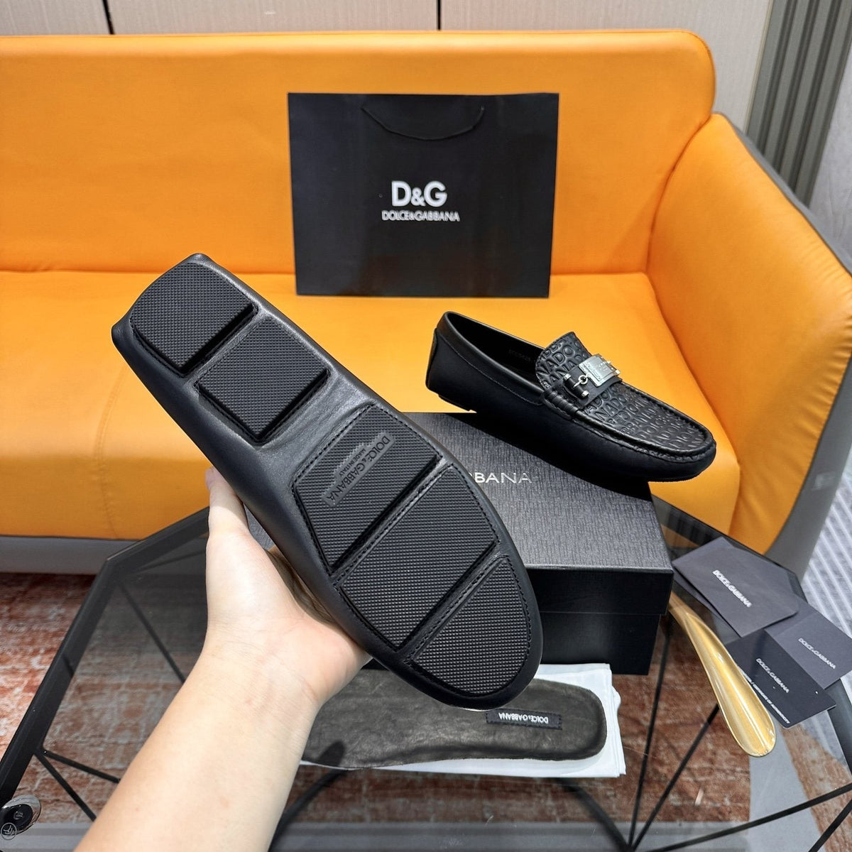 Dolce & Gabbana Embossed Leather Driving Loafers — back