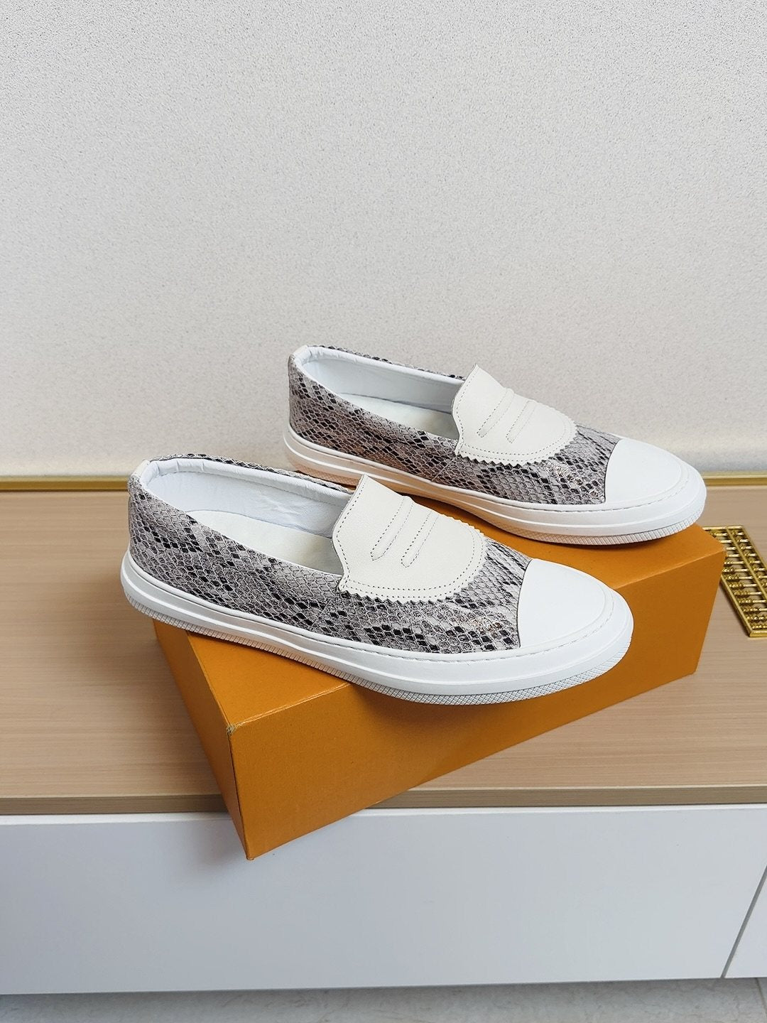 Gucci White-Toe Slip-On Shoes — front