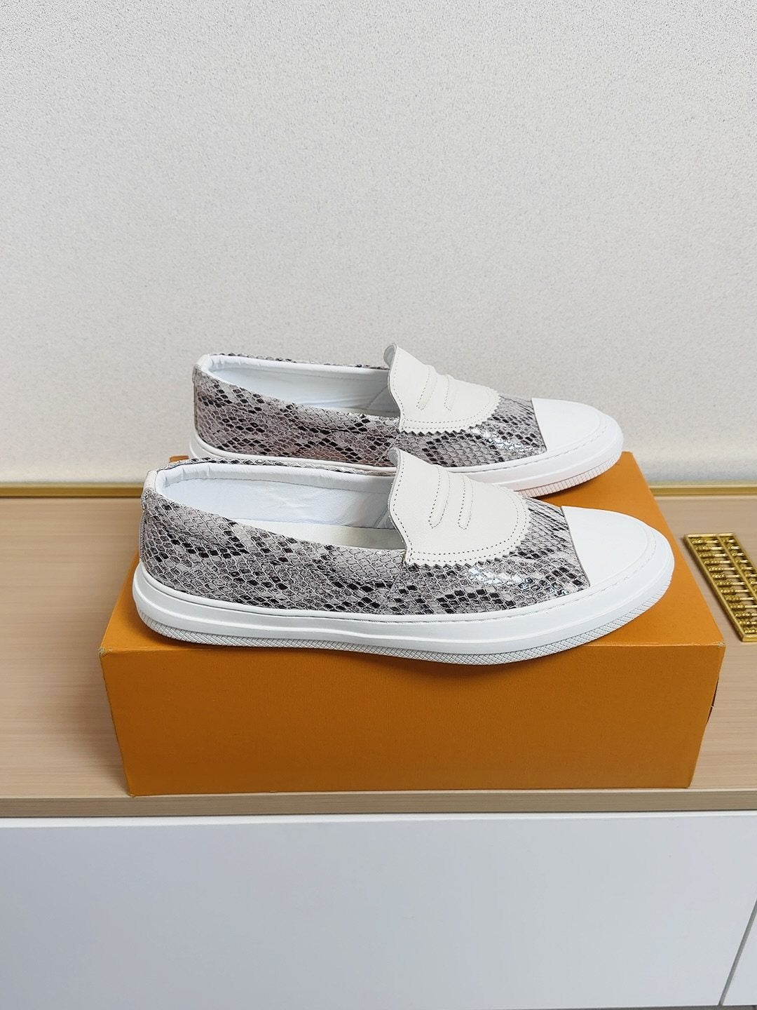 Gucci White-Toe Slip-On Shoes — front
