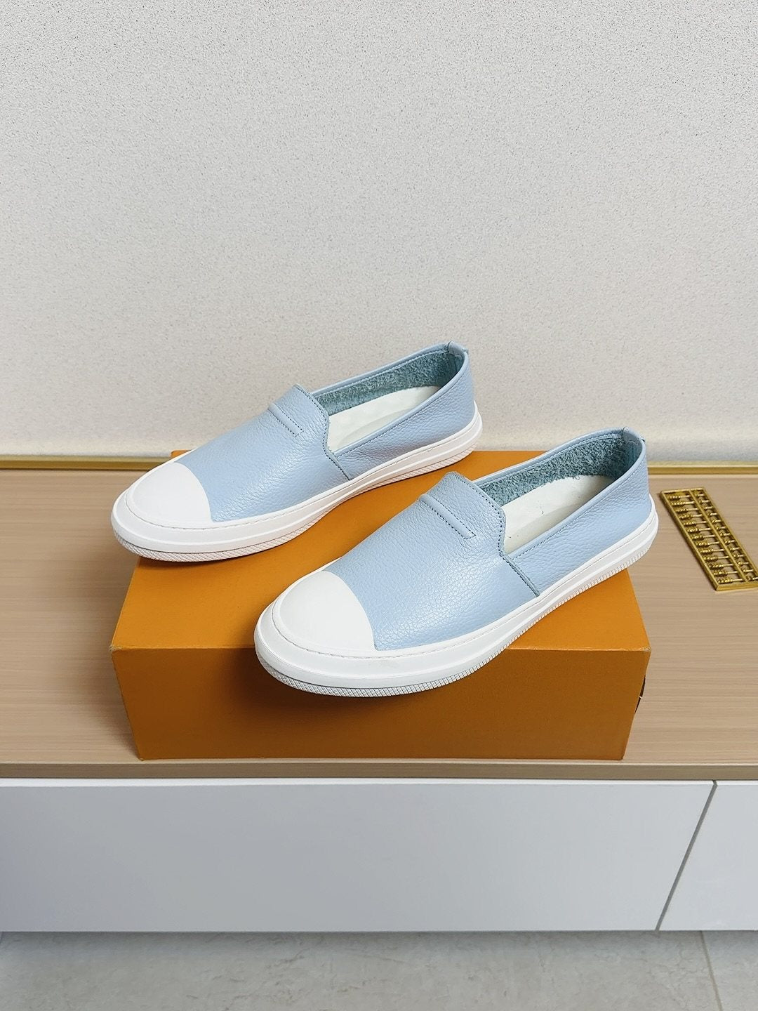 Gucci White-Toe Slip-On Shoes — front