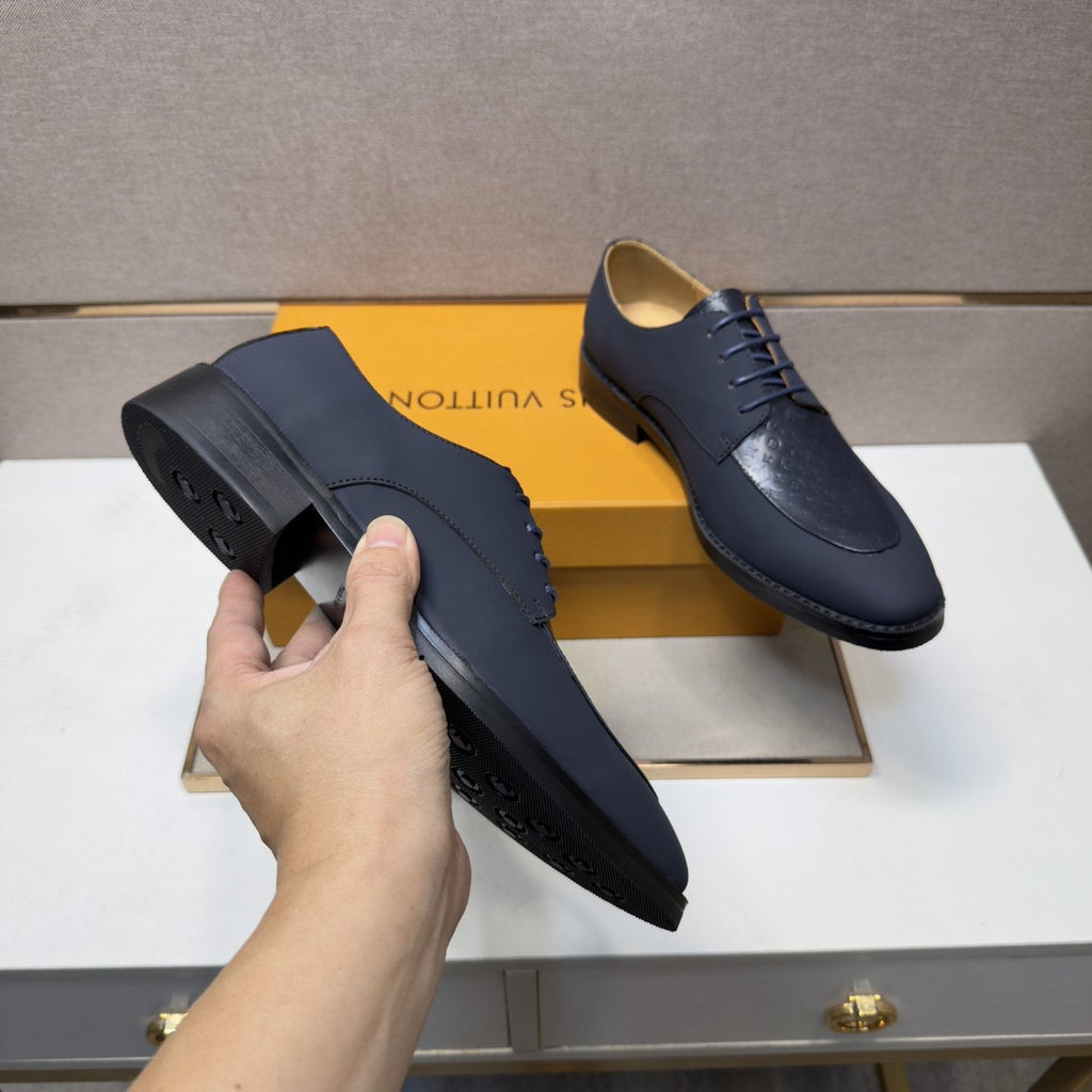 Louis Vuitton Textured Vamp Lace-Up Dress Shoes — model