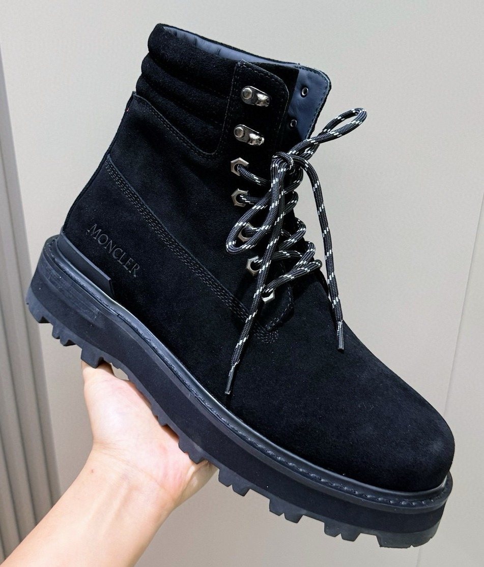 Moncler Men's Suede Lace-Up Ankle Boots — front
