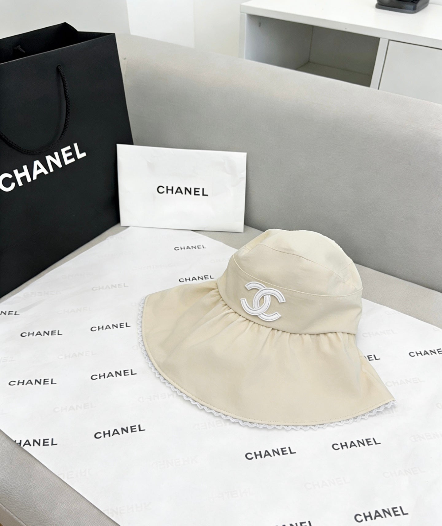 CHANEL Quilted Sun Visor Hat