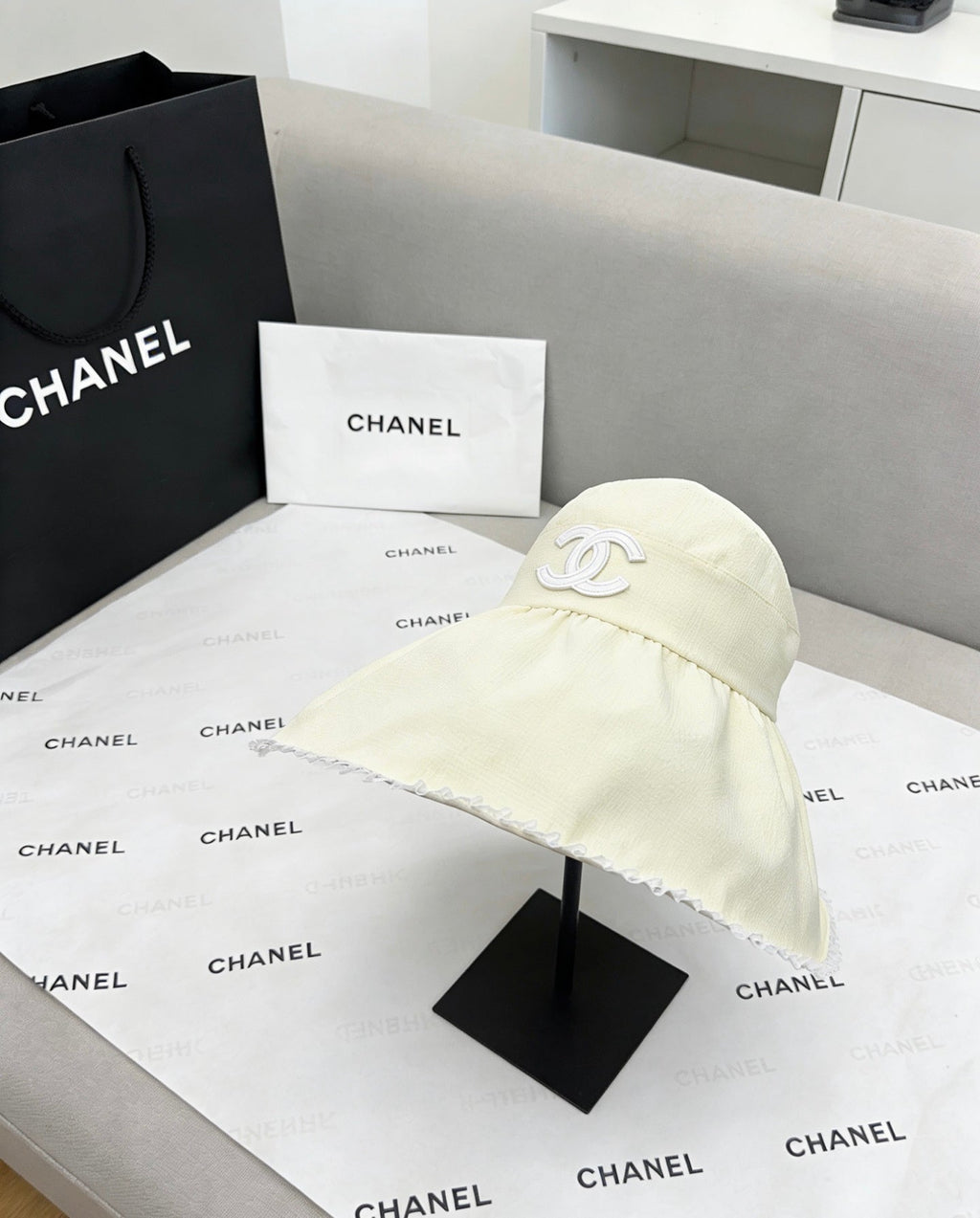 CHANEL Quilted Sun Visor Hat