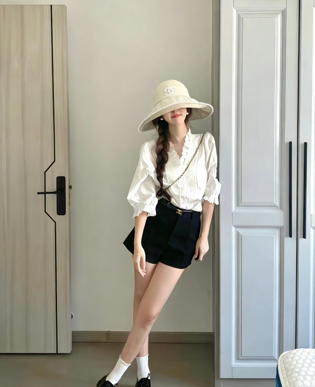CHANEL Quilted Sun Visor Hat