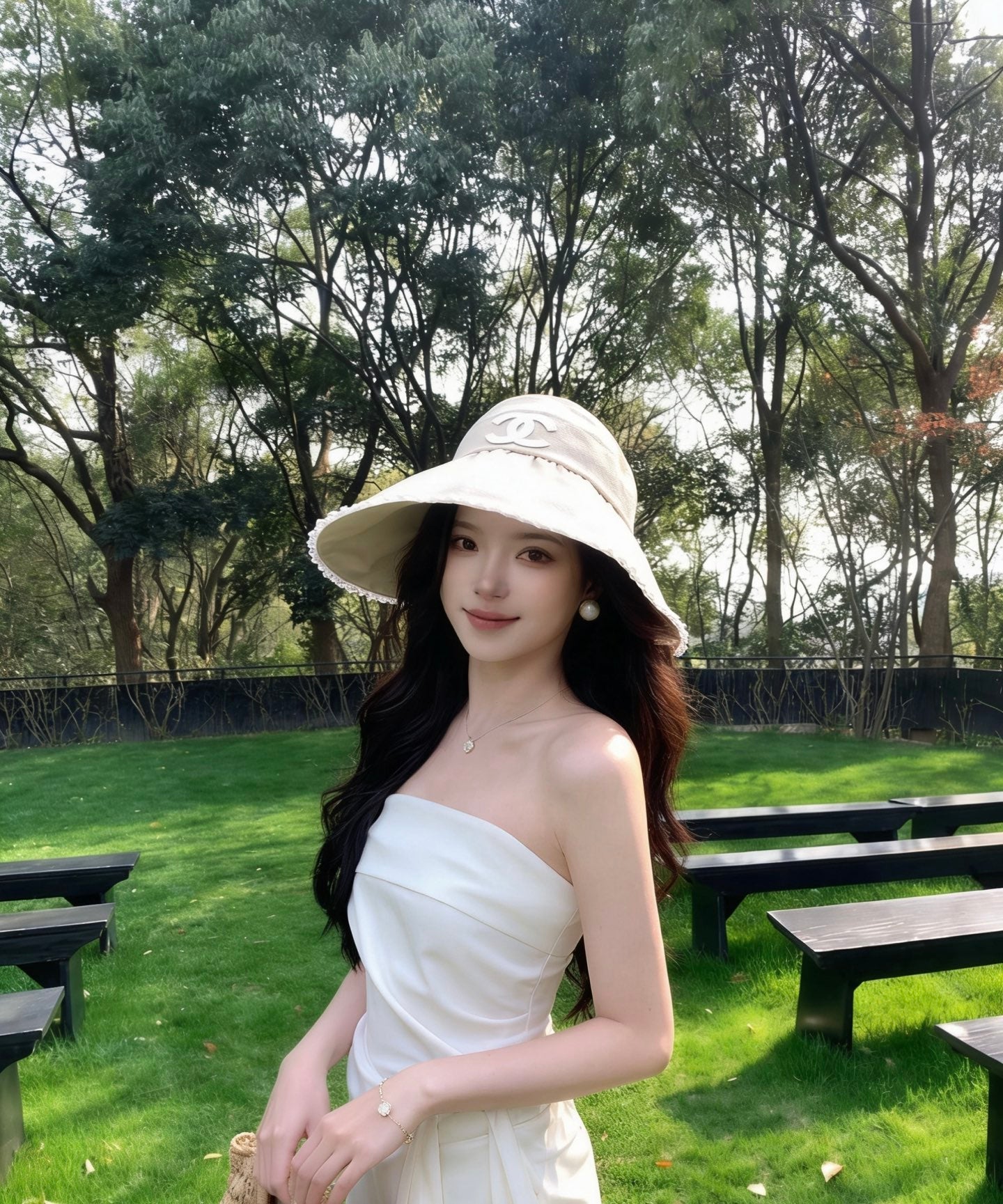 CHANEL Quilted Sun Visor Hat