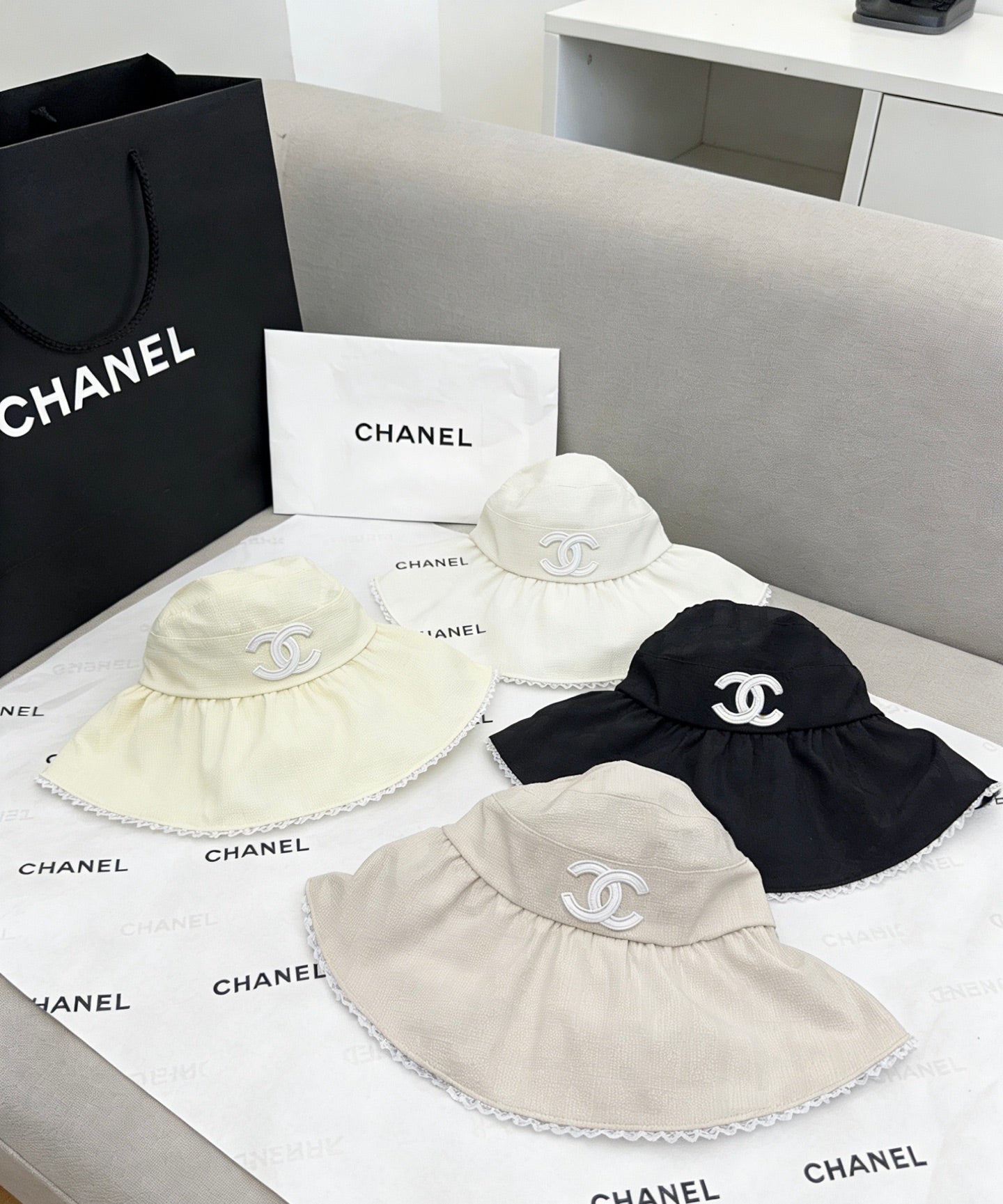 CHANEL Quilted Sun Visor Hat